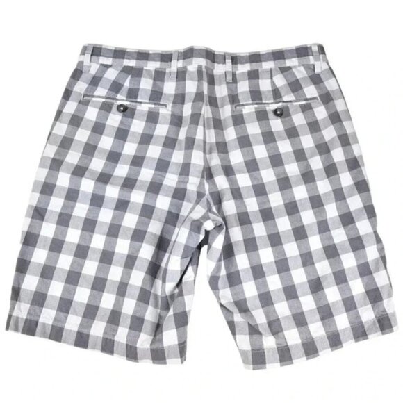 Gap Check Shorts Cotton Chino Grey White Size 34 - Picture 3 of 6